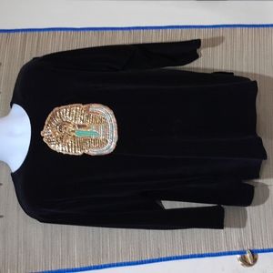 Vintage Velour Top, Jaclyn Smith Velvet Embellished Black